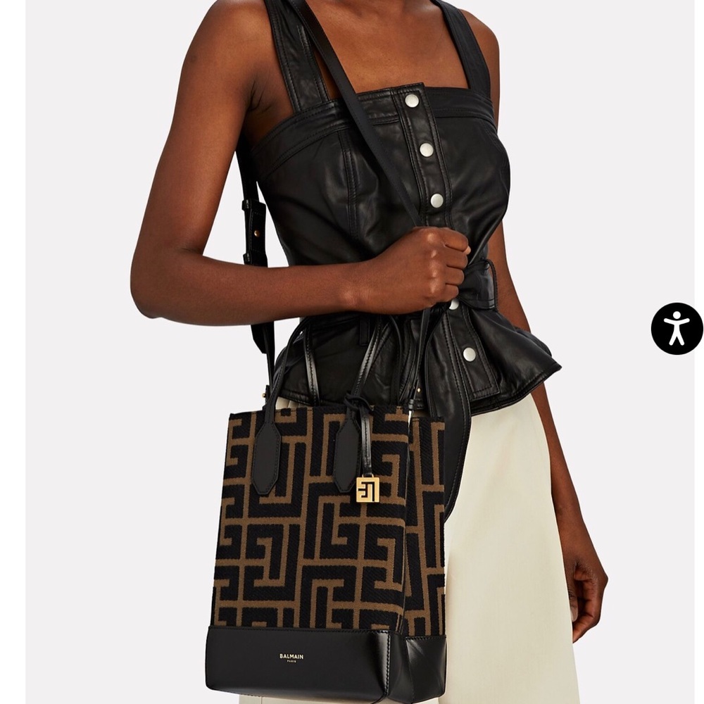 NWT-BALMAIN MAXI MONOGRAM JACQUARD TOTE